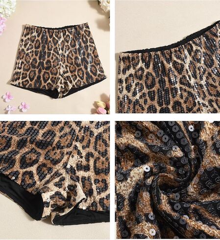 Women Shorts Summer Casual Booty Shorts Stretchy Waist Sequin Short Dance Pants Hot Bottoms in Saudi Arabia