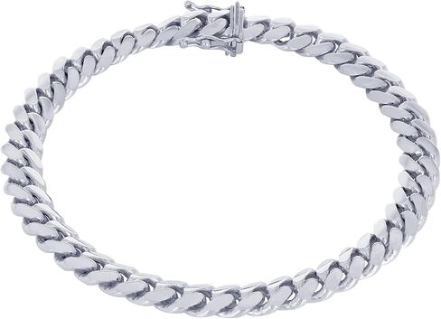 Nuragold 10K REAL WHITH GOLD MIAMI MIAMI CUBAN BRACELET 7 "-9" (2.7mm-7mm) المجوهرات الإيطالية للرجال والنساء in Saudi Arabia