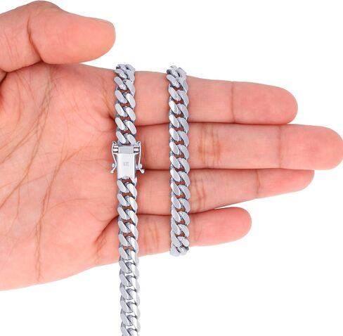 Nuragold 10K REAL WHITH GOLD MIAMI MIAMI CUBAN BRACELET 7 "-9" (2.7mm-7mm) المجوهرات الإيطالية للرجال والنساء in Saudi Arabia