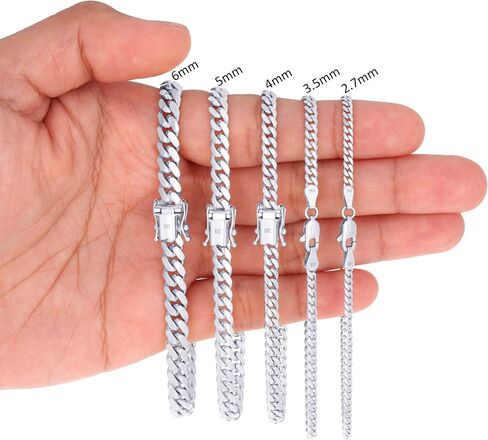 Nuragold 10K REAL WHITH GOLD MIAMI MIAMI CUBAN BRACELET 7 "-9" (2.7mm-7mm) المجوهرات الإيطالية للرجال والنساء in Saudi Arabia