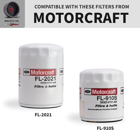 مفتاح فلتر الزيت من موتيفكس تولز متوافق مع فلاتر الزيت Motorcraft FL-400S، FL-500S، FL-910S وMazda YF09-14-302A، LF05-14-302B - حجم مزدوج يناسب تصميم فلتر Motorcraft الأصلي والجديد in Kuwait
