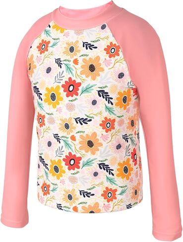 Girls Swimsuit,Toddler Girls Bathing Suit Long Sleeve Rush Guard Swimwear,UPF 50+ Quick Dry Summer Beach Swimsuit in Saudi Arabia