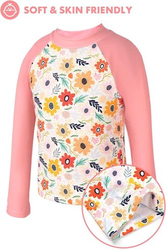 Girls Swimsuit,Toddler Girls Bathing Suit Long Sleeve Rush Guard Swimwear,UPF 50+ Quick Dry Summer Beach Swimsuit in Saudi Arabia