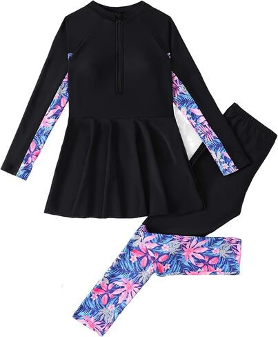 IBTOM CASTLE Muslim Swimsuit for Girls Long Sleeve Burkini Full Body Swimwear Rash Guard Teens Modest Bathing Suit in Saudi Arabia