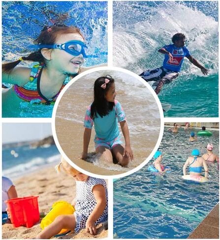 Toddler Girls Rash Guard Short Sleeve Two Piece Swimsuits for Girls Swimwear Kids Surfing Suit UPF 50+ 3-10 Years… in Kuwait