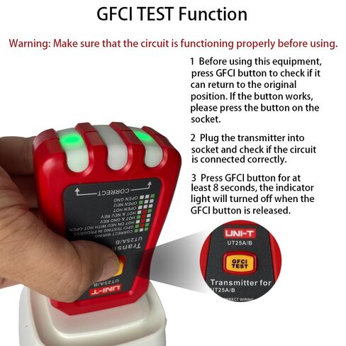 UNI-T UT25A Digital AC Circuit Breaker Finder and Tracker Kit with Electrical Integrated GFCI Outlet Socket Tester, Working on AC 90-120V, Adjustable Sensitivity Buzzer Indication, Flashing LEDs in Saudi Arabia