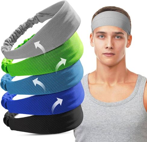 5PCS Cooling Headbands, Stretchy Cooling Sweatbands, Moisture-Wicking Sports Headbands for Women and Men in Kuwait