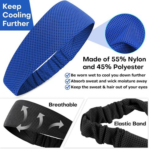 5PCS Cooling Headbands, Stretchy Cooling Sweatbands, Moisture-Wicking Sports Headbands for Women and Men in Kuwait