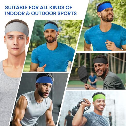 5PCS Cooling Headbands, Stretchy Cooling Sweatbands, Moisture-Wicking Sports Headbands for Women and Men in Kuwait