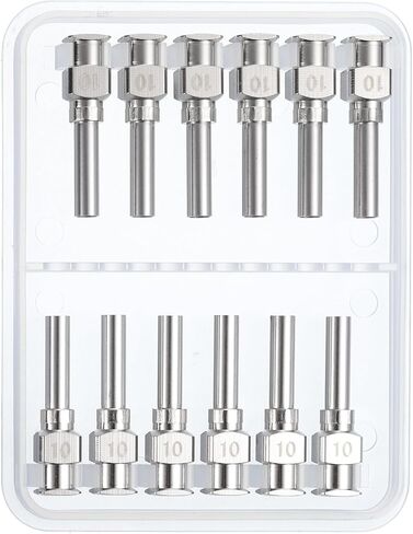PATIKIL 24Ga x 0.5 بوصة أطراف إبرة توزيع من الفولاذ المقاوم للصدأ، 12 قطعة من أنبوب إبرة الغراء المعدني أطراف حادة قفل Luer لمختبر حبر الغراء السميك، فضي in Kuwait