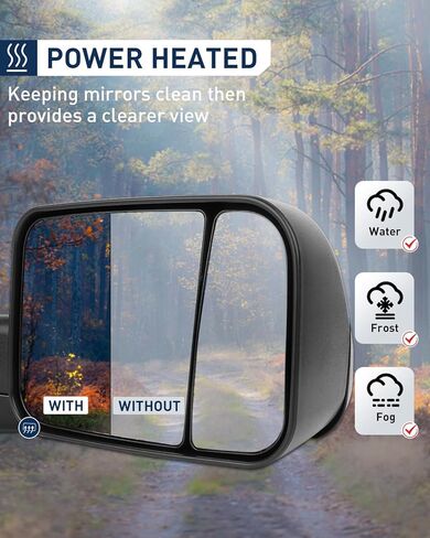 ECCPP Towing Mirrors Left and Right Side Tow Mirrors Replacement fit for 1998-2002 for Dodge for Ram 1500 2500 3500 Truck with Power Adjusted Heated No Light Pair Mirrors Manual Filp up in Kuwait