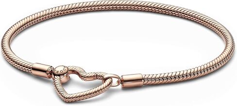 Pandora Moments Heart Closure Snake Chain Bracelet - Compatible Moments Charms Rose Gold Charm Bracelet for Women - Gift for Her - 7.5", No Gift Box in Saudi Arabia