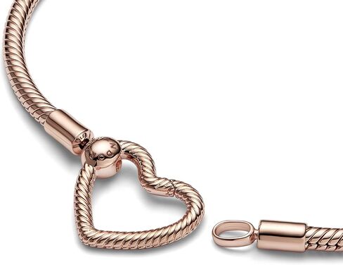 Pandora Moments Heart Closure Snake Chain Bracelet - Compatible Moments Charms Rose Gold Charm Bracelet for Women - Gift for Her - 7.5", No Gift Box in Saudi Arabia