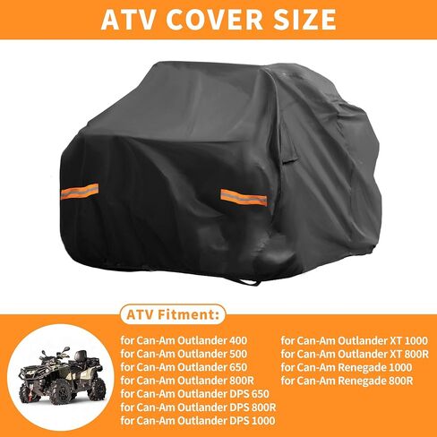 X AutoHaux ATV غطاء لـ Can-Am Outlander 400 500 650 800R مقاومة للماء 4 Wheelers Quad Cover for Can-Am Renegade 1000 800r Sun Sun Rain Scophorting 210d-Pu Black in Kuwait