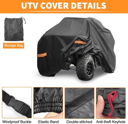 X AutoHaux ATV غطاء لـ Can-Am Outlander 400 500 650 800R مقاومة للماء 4 Wheelers Quad Cover for Can-Am Renegade 1000 800r Sun Sun Rain Scophorting 210d-Pu Black in Kuwait