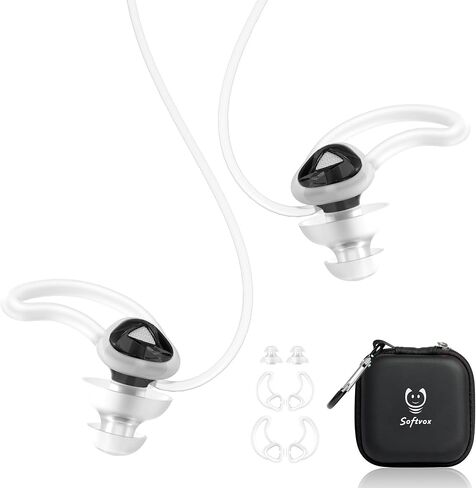 Swimming Ear Plugs with Lanyard, Custom-fit, Blocks Out Water Lets Sound in, Swimmer Earplugs for Swimming, Surfing, Diving and Other Water Activities, Black in Saudi Arabia