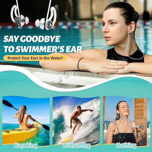 Swimming Ear Plugs with Lanyard, Custom-fit, Blocks Out Water Lets Sound in, Swimmer Earplugs for Swimming, Surfing, Diving and Other Water Activities, Black in Saudi Arabia