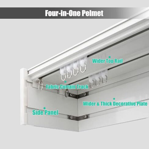 4 in 1 Double Tracks Curtain Rail with Heavy Duty Ceiling/Wall Mount - Extra Long Panel Cover for Curtain Pelmets (Wall Mount, 2.8M) in Saudi Arabia