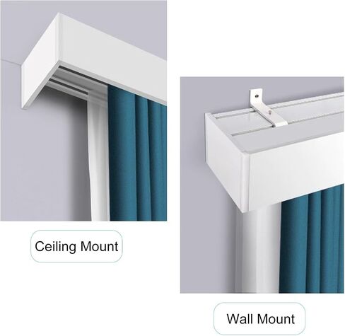 4 in 1 Double Tracks Curtain Rail with Heavy Duty Ceiling/Wall Mount - Extra Long Panel Cover for Curtain Pelmets (Wall Mount, 2.8M) in Saudi Arabia