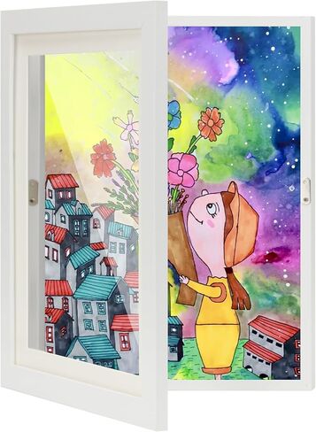 RACHERABLE KIDS Kids Art Display Frames 8.5x11 Gallery - 4 Pack Front Loading Storage for Classroom ، Daycare & Home | يحمل 50 أعمالًا فنية لكل | لا حاجة للظهر (أسود) in Saudi Arabia