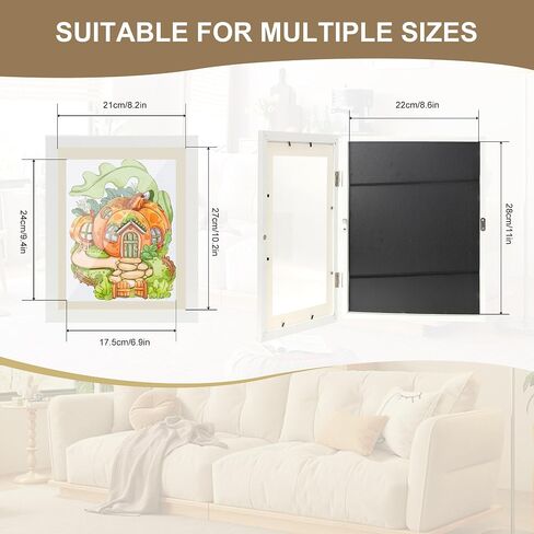 RACHERABLE KIDS Kids Art Display Frames 8.5x11 Gallery - 4 Pack Front Loading Storage for Classroom ، Daycare & Home | يحمل 50 أعمالًا فنية لكل | لا حاجة للظهر (أسود) in Saudi Arabia