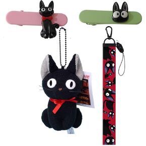 Ki-ki Cat Deliver Service Keychain, Black Cat Jiji Keychain with Cute Lanyard Cosplay Prop Accessory