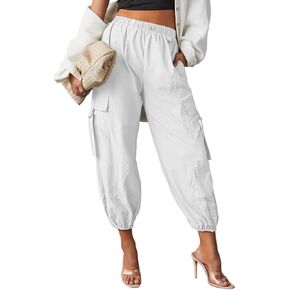 Dokotoo Womens 5 Pocketed Cargo Pants Fit High Waist Casual 2024 Hiking Outdoor Pants S-XL