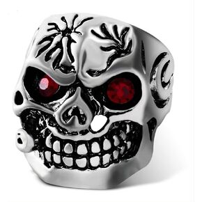 خاتم رجالي على شكل جمجمة مجوهرات بانك مع عيون كريستالية خاتم ذكر (7) in Kuwait