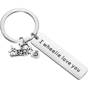 PLITI Motorcycle Biker Rider Keychain I Wheelie Love You Motorcycle Lover Couple Gift Husband Boyfriend