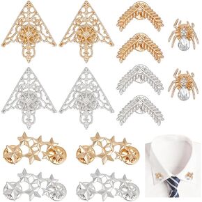PH PandaHall 14pcs Brooch Pins Star Flower Lapel Pins 7 Styles Retro Hollow Pattern Shirt Collar Decoration Angle Triangle Tassels Collar Pins for Men Women Shirt Suit Brooch Tuxedo Tie Hat Scarf
