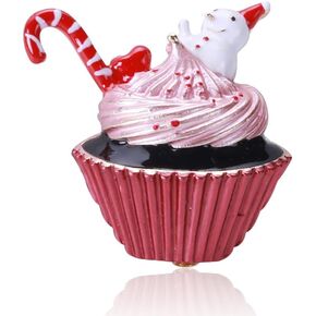 Christmas Cup Cake Lapel Brooch Pin for Women Girls Cupcake Ice Cream Snowman Candy Cane Dessert Enamel Brooches Clip Sweater Scarves Hat Dress Badges Pins Fashion Festive Accessories Jewelry Gifts