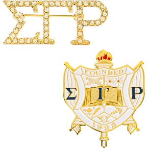 Sigma Gamma Rho Sorority Paraphernalia - Official SGRho Vendor - Set of 2 Lapel Pins - Enamel and Rhinestone