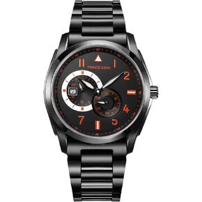 Men's Watch Black Sports Stainless Steel Analog Display Mechanical Wrist Watch for Christmas Gift