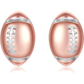 925 Sterling Silver Football Earrings Stud Football Jewelry Gift for Women Teen Girls Player