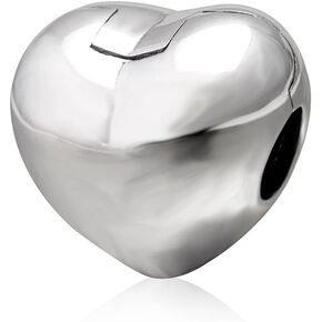 925 Sterling Silver Heart Charm Clip Stopper Lock Charm Spacer Charm Anniversary Charm Christmas Charm for Pandora Charms Bracelet