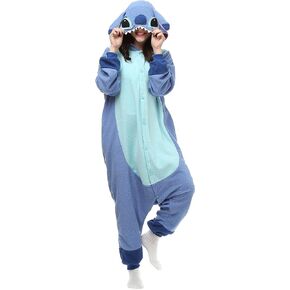 VU ROUL Blue Stitch Onesie Costume for Women Men Adult Halloween Christmas Party Pajamas Sleepwear