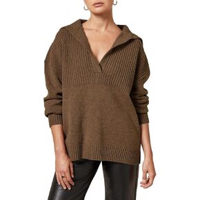 سترة نسائية Viottiset كبيرة الحجم بياقة على شكل حرف V وياقة على شكل حرف V، بلوفر محبوك وأكمام طويلة in Kuwait