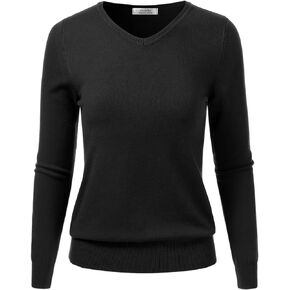 danibe Women's V-Neck Long Sleeve Pullover Soft Knitted Sweater (S-XXL)