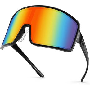 Karsaer Vision Sports Cycling Sunglasses One Piece Visor Outdoor Windproof Glasses 80s Shades Women Men