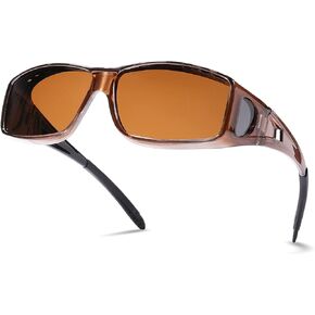 NULOOQ Sunglasses Fit Over Glasses, Polarized Lens Wear Over Prescription Glasses, Wrap Around Sunglasses for Men Women