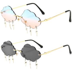 Dollger Rimless Sunglasses for Women Retro Colorful Halloween Rave Sunglasses 90s Cute Disco Party Funny glasses