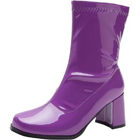 Women's Go Go Boots Mid Calf Block Heel Zipper Boot
