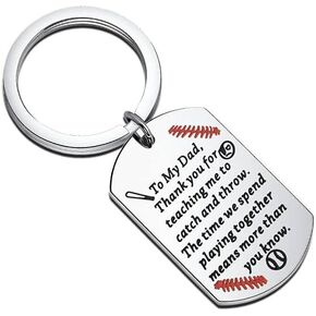 BAUNA Baseball Dad Gift Thank You for Teaching Me Baseball Key Chain Baseball Jewelry for Dad for Daughter Son