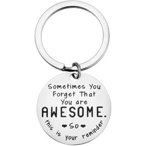 YALLNASL Funny Inspirational Birthday Christmas Gifts for Women Men - Sometimes You Forget You're Awesome Keychain for Best Friend Thank You Gifts