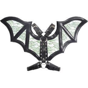 Daisy corsets Women's Black/Green Faux Leather & Lace Wing Harness, Regular