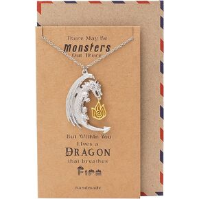 quan jewelry Dragon Fire Pendant Necklace Handmade with Inspirational Message Card