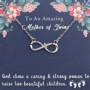 PLITI Twin Mom Gift Mommy To Be Gift Infinity Cross Necklace For New Mom Mom Of Twins New Grandma Gift First Time Mom Jewelry