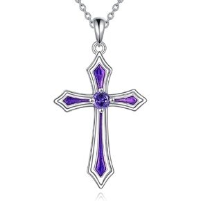 AINFQY Cross Necklace for Women Men 925 Sterling Silver 5A CZ Birthstone Necklaces for Teen Girls Gifts for Christmas, Birthday or Anniversary