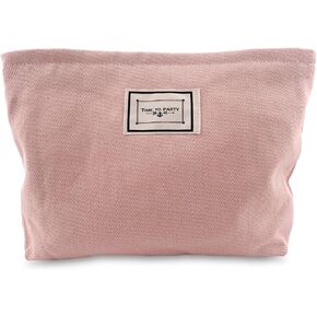 Makeup Bag Large Cosmetic Bag for Women Girls, Canvas Makeup Bags with Zipper, Travel Toiletry Organizer, Cute Makeup Bag, Preppy Skincare Organizer (Canvas Pink)