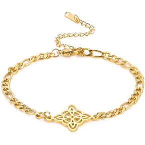 Witches Knot Bracelet Celtic Knot Pagan Wiccan Symbol Magic Knot Witchcraft Jewelry Bracelet Stainless Steel Adjustable Charm Chain Bracelet Jewelry for Women Men